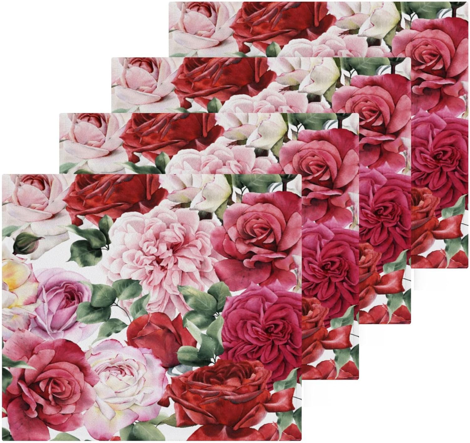 Xigua Roses Floral Pattern Washcloths Set