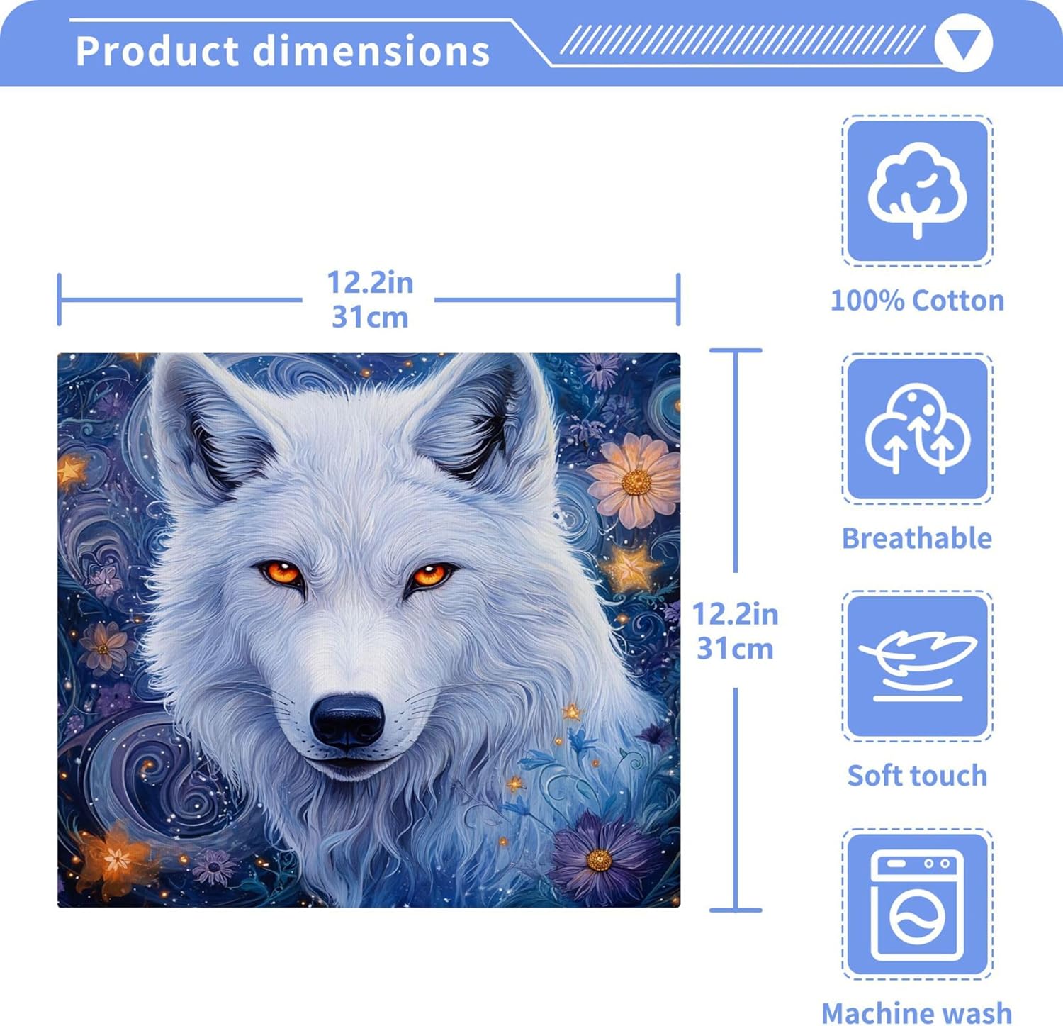 Kigai White Wolf 4 Pack Washcloths