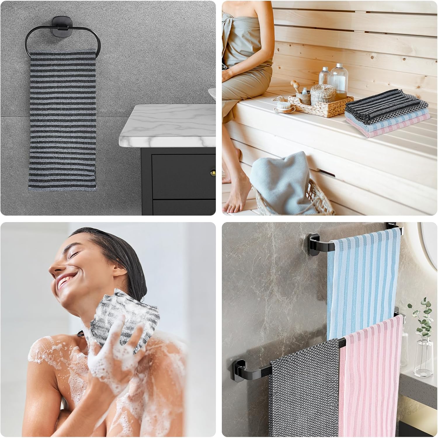Exfoliating Washcloth Shower Towel - 2 Pack for Back and Body