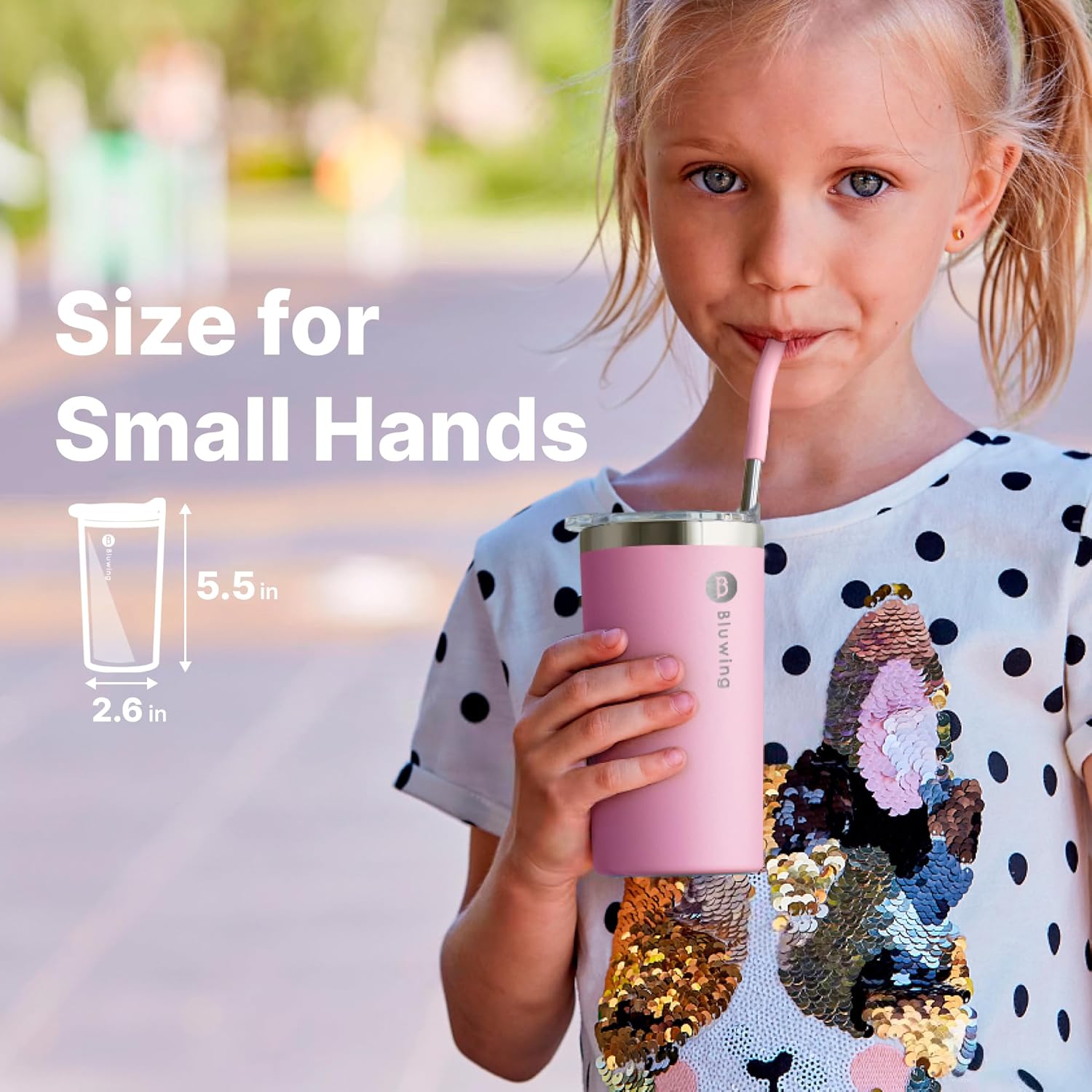 Bluwing 12 oz Small Tumbler with Straw Glitter Purple