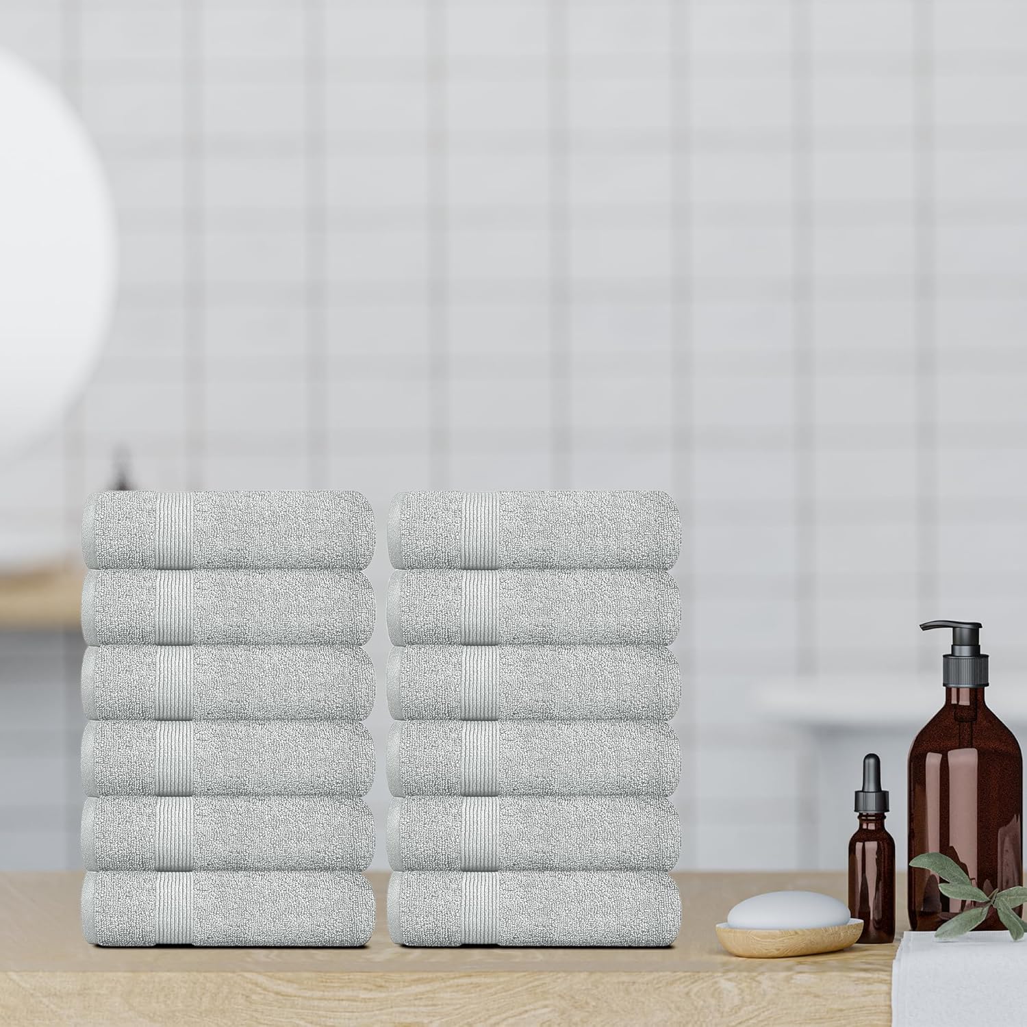 White Classic Resort 12x12 Luxury Cotton Washcloths