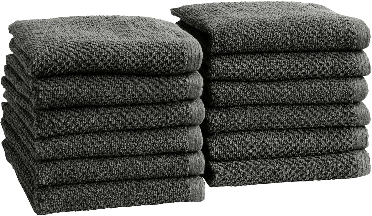 Dark Grey Washcloth - 100 Cotton 12-Pack 13x13 - Soft Absorbent Durable