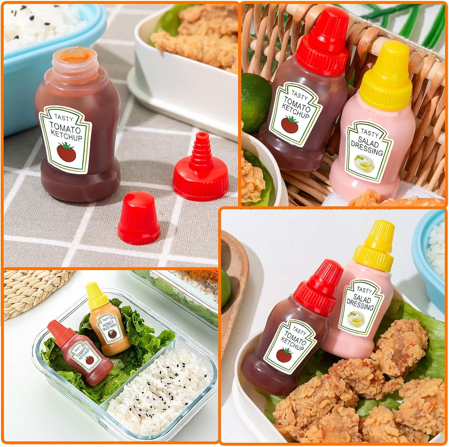 12-Piece Expandable Ketchup Bottle Set for Bento Boxes