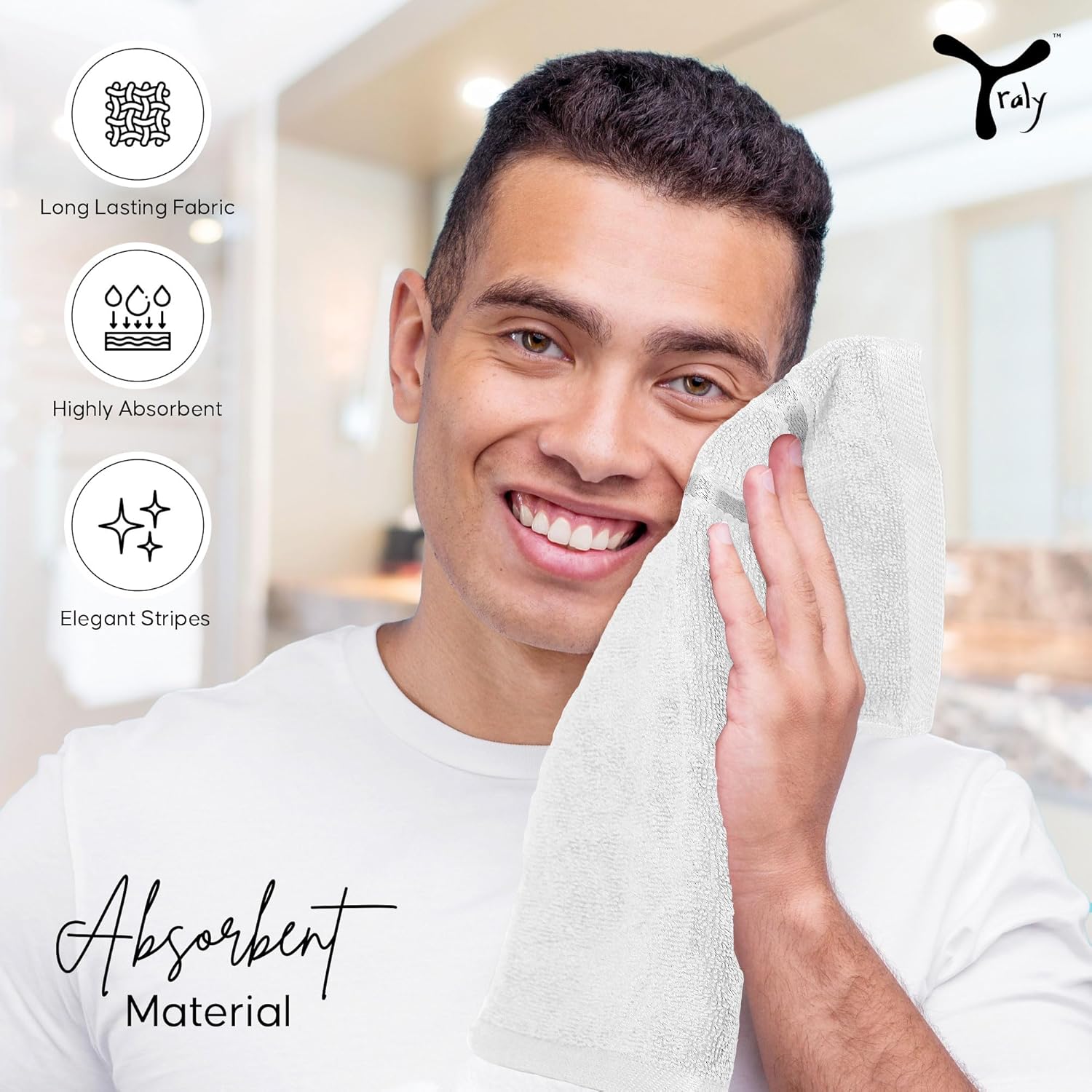 Luxury Wash Cloths 12 Pack Soft Absorbent 13x13 Inch - White