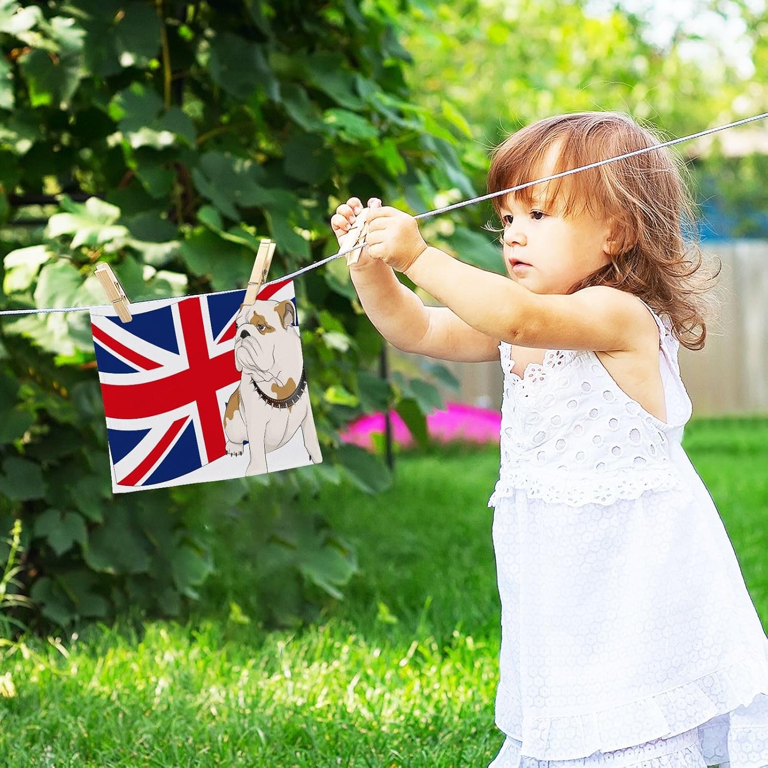 ALAZA Bulldog of The British Flag 12x12 Washcloth 2-Pack