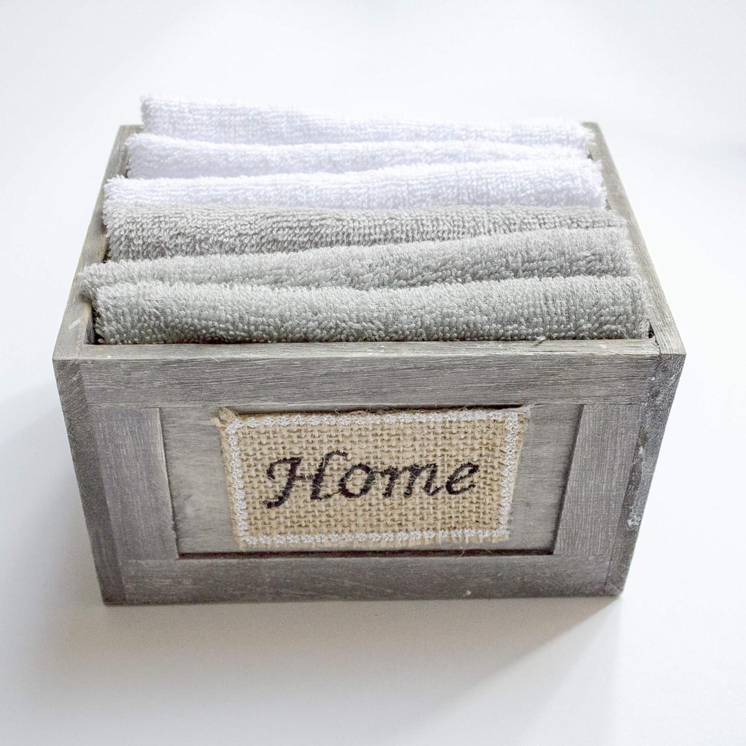 Brielle Home 6 Piece Washcloth Set with Wooden Crate 1