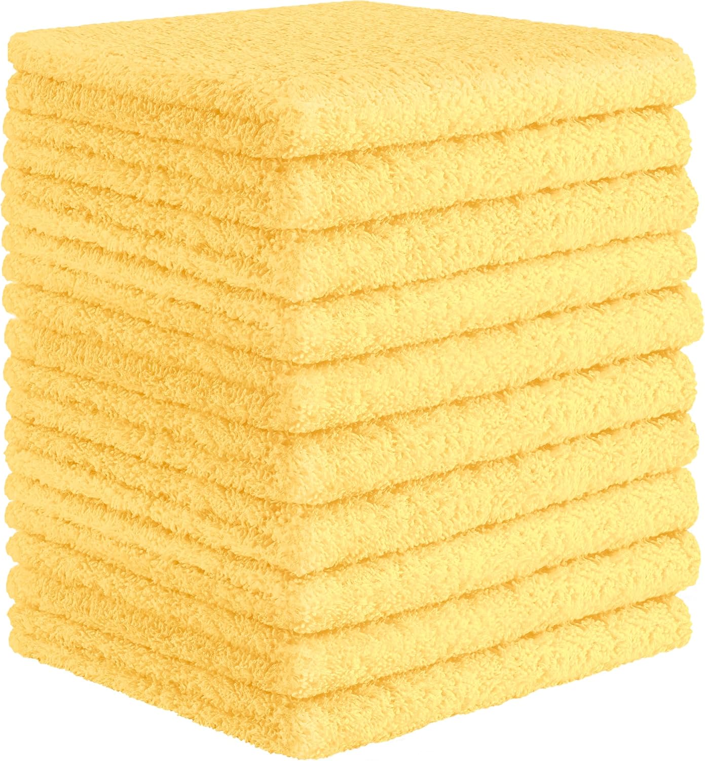 10 Pack 12x12 Luxury Cotton Wash cloths Soft Absorbent Cream Yellow
