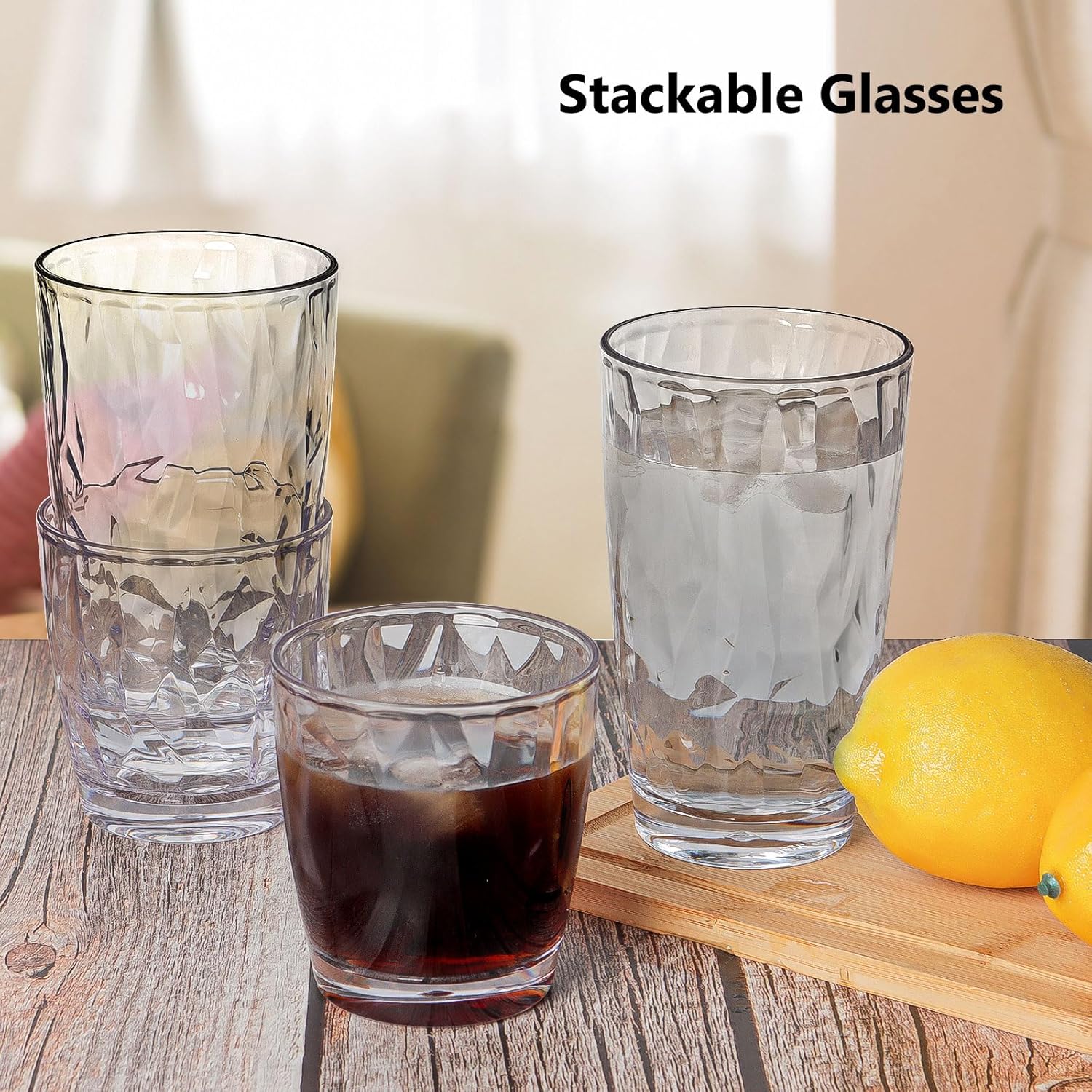 Topsky Reusable Plastic Cups Shatter-Proof Unbreakable Tumblers 10-16 oz