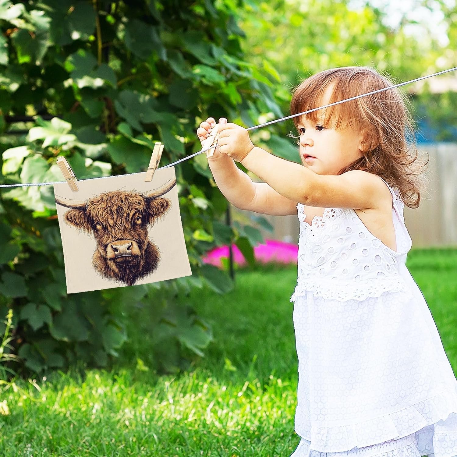WELLDAY Highland Cattle Washcloths 2 Pack 12x12 Inches