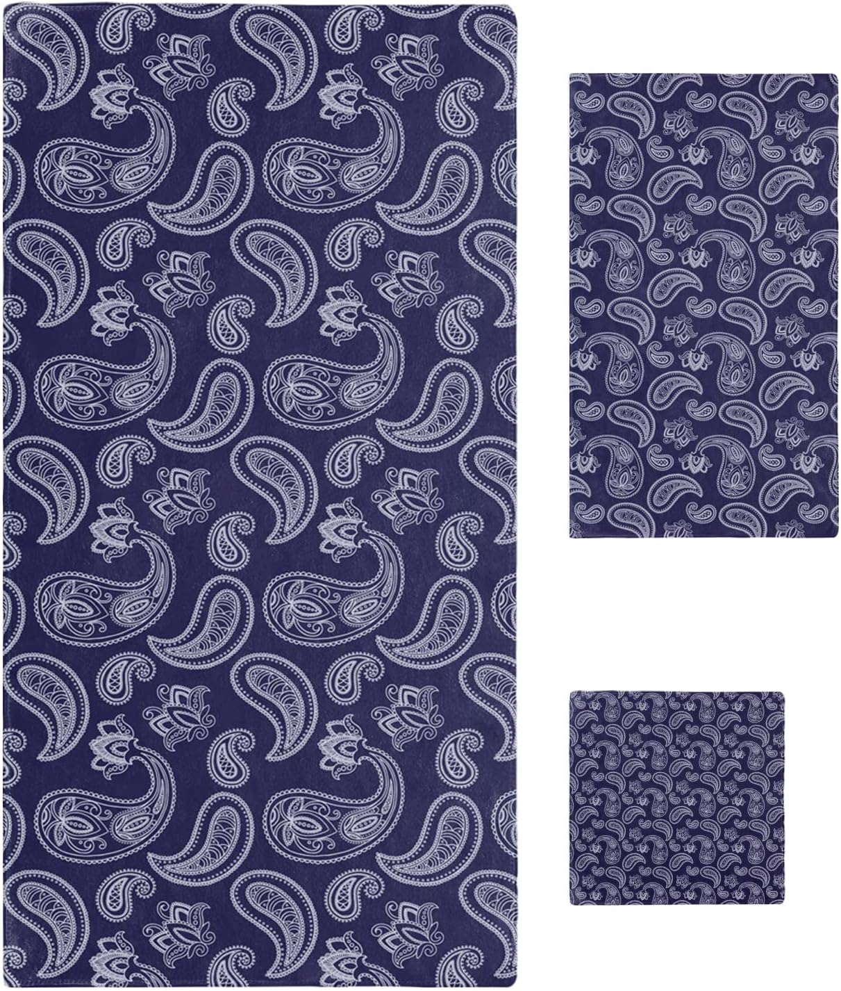 Ethnic Style Indigo Bath Towels Set