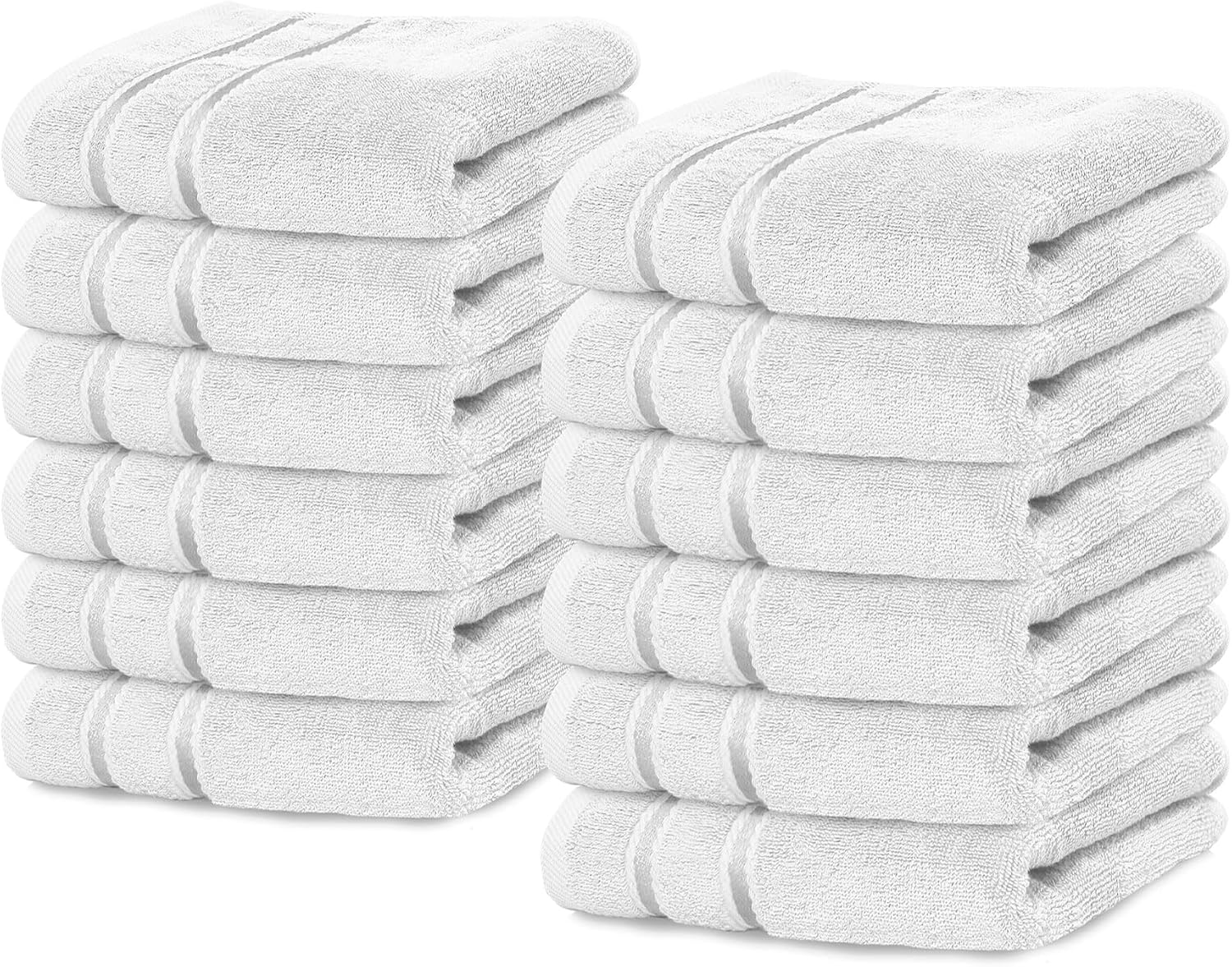 Luxury Wash Cloths 12 Pack Soft Absorbent 13x13 Inch - White