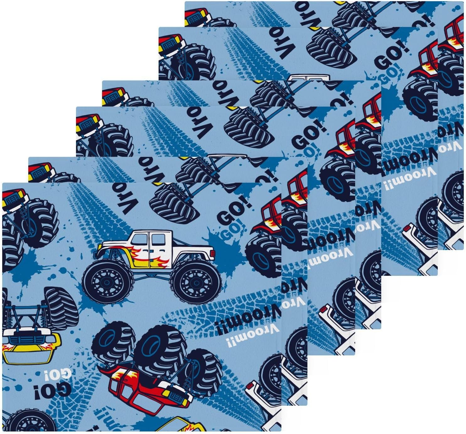 SUABO Soft Cotton Bath Washcloth Monster Truck Cars Design for Kids