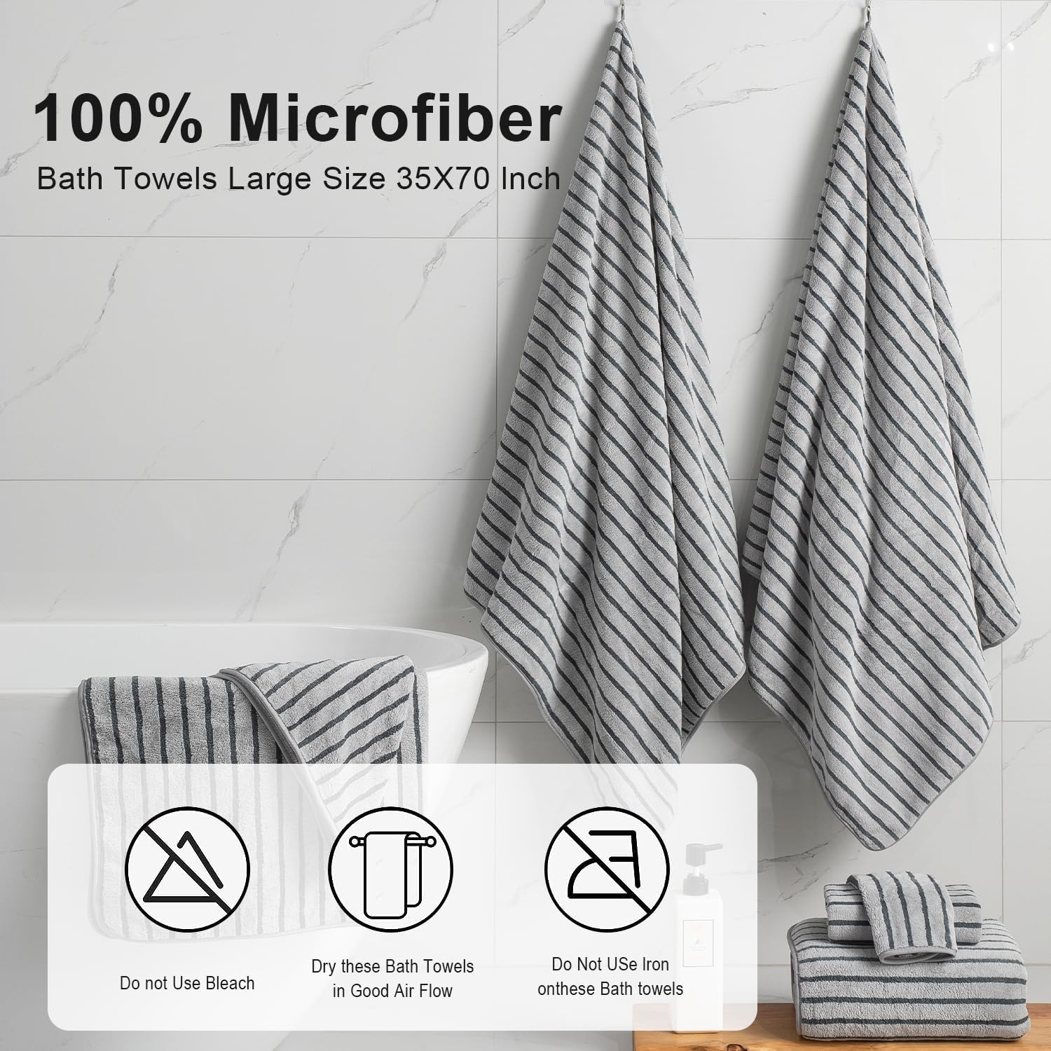 Bohobean 4-Piece Ultra-Soft Washcloth Set Microfiber Multi-Use