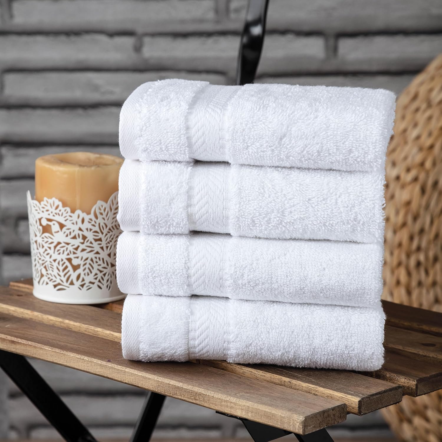 TEXTILOM Washcloths Set of 4 - 13x13 Inches White