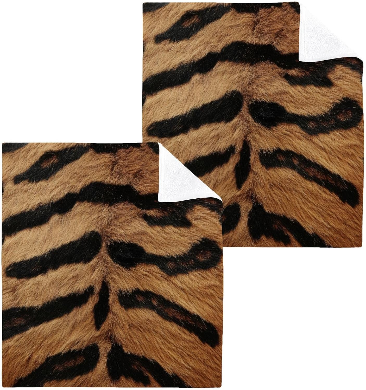 VIBRANT Tiger Skin Texture 2-Pack Washcloths for Bathroom