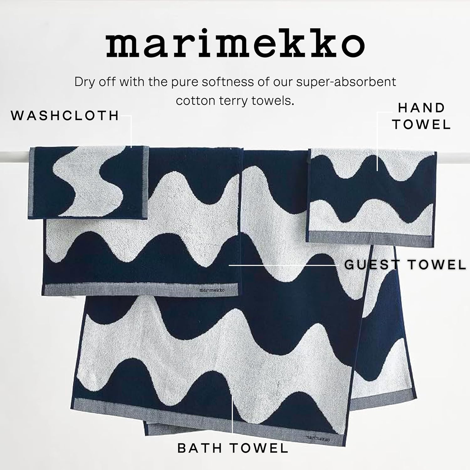 MARIMEKKO Lokki Terry Cotton Washcloth Beige 1