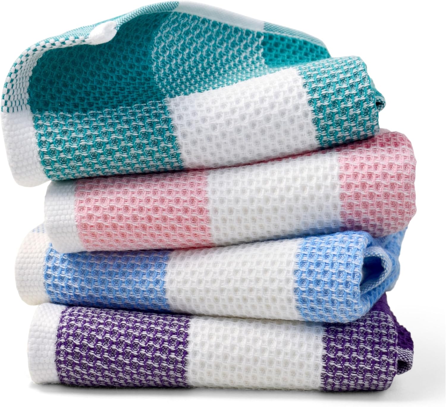 Cleanbear 4-Piece BUFFALO CHECK Face Towels for Showering