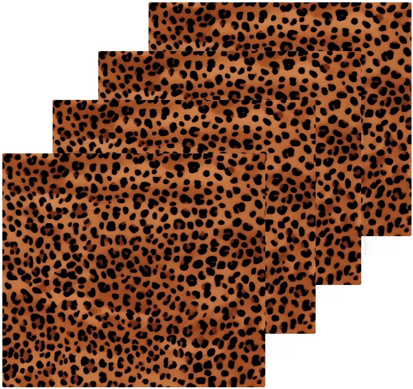 Kigai Leopard Print Washcloths Soft Absorbent Face Towels 2-Piece Set
