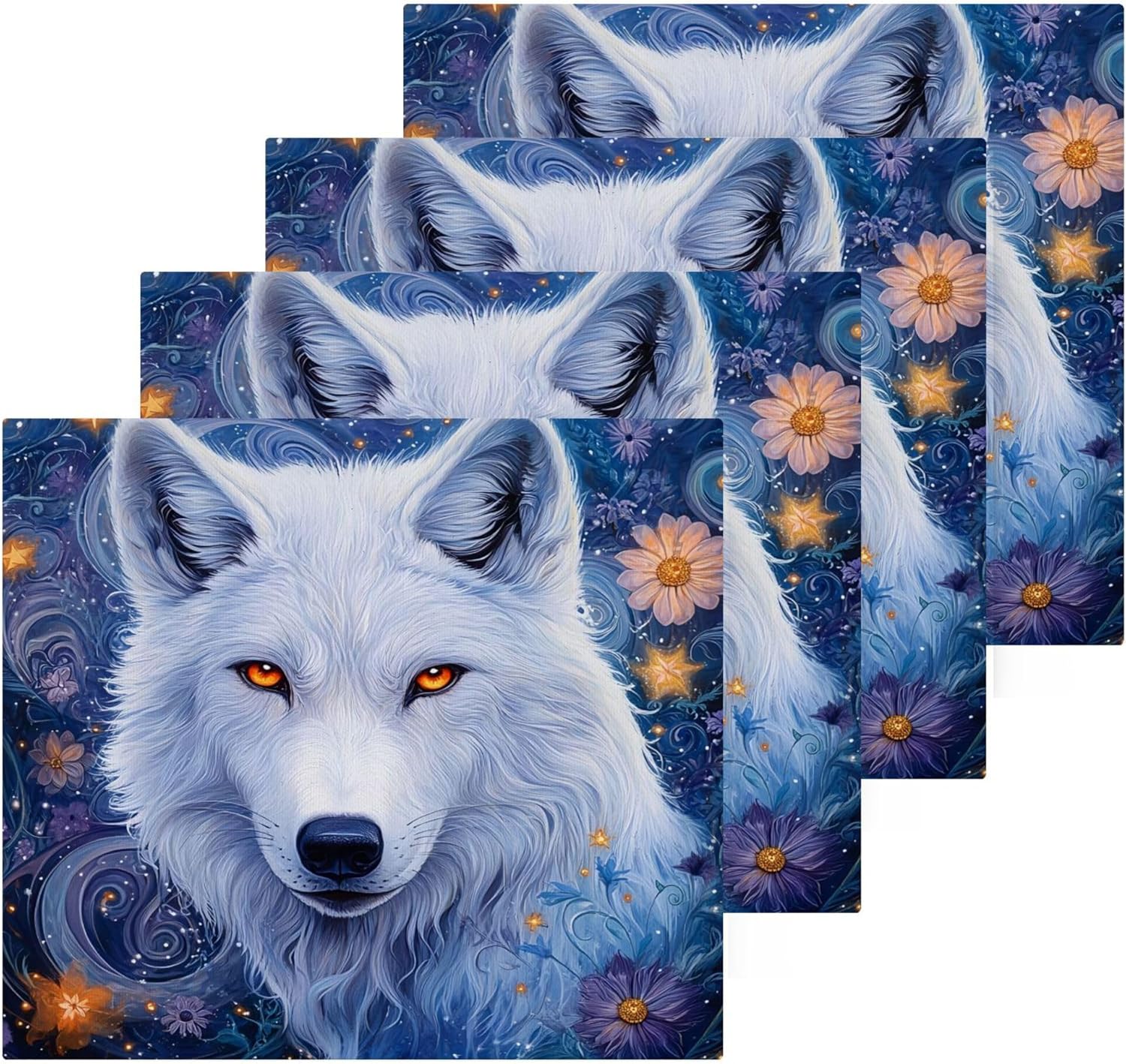 Kigai White Wolf 4 Pack Washcloths