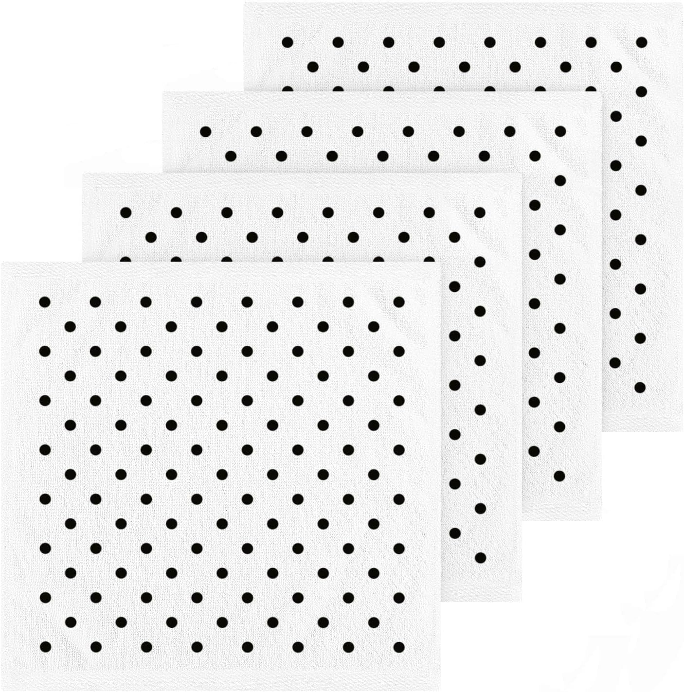 Linqin Cotton Washcloths Black Polka Dots 12x12 Pack of 2