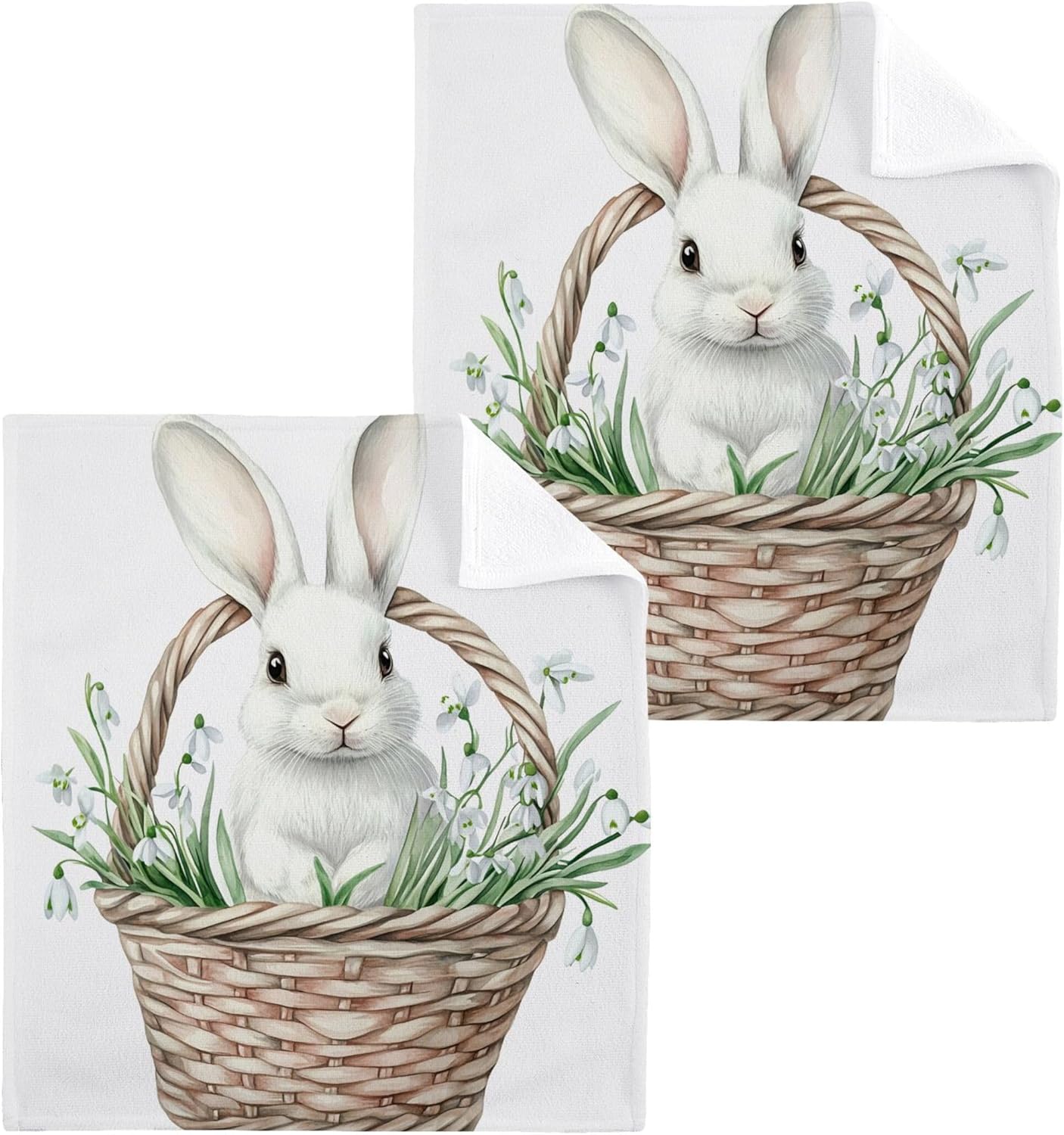 Kigai 4 Pack Easter Basket Rabbit Washcloths