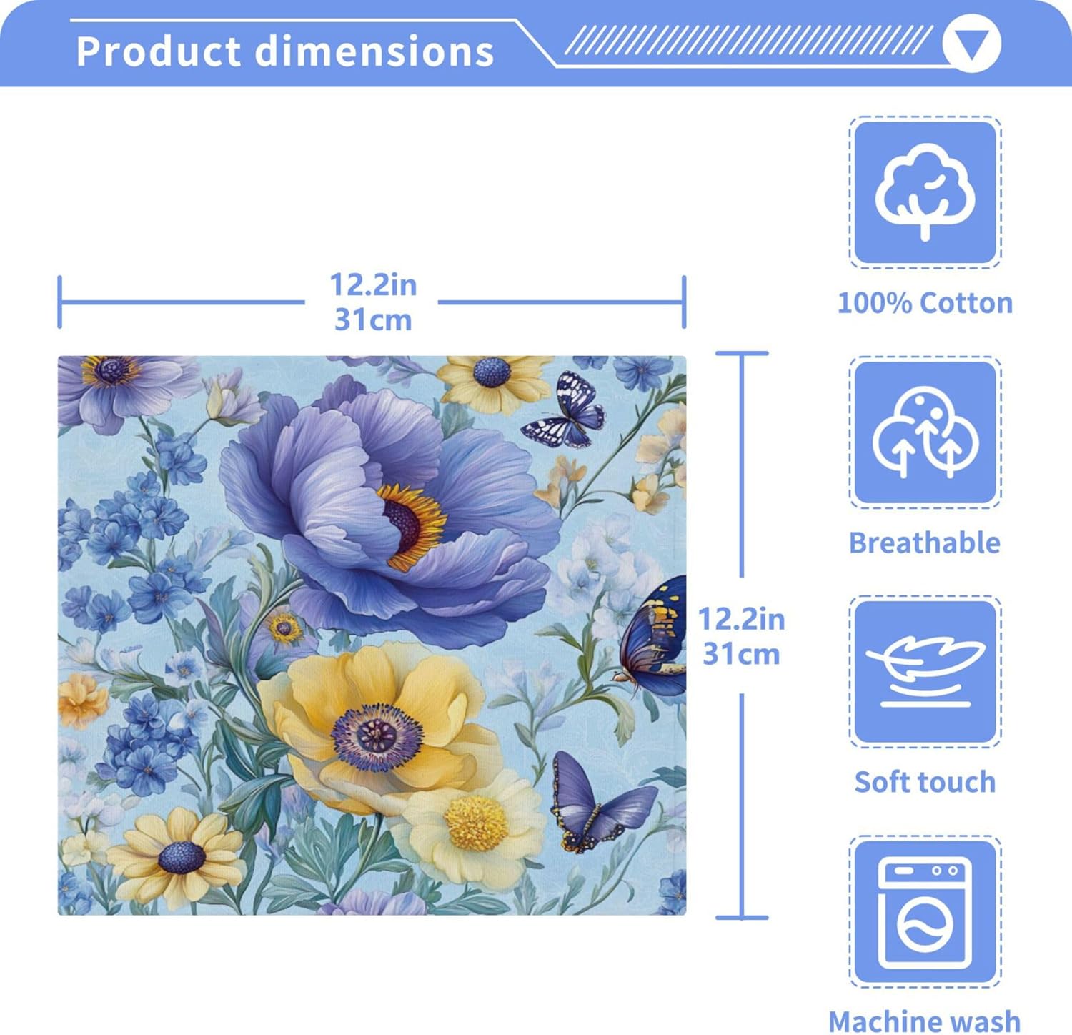 Xigua Beautiful Floral Pattern Washcloths Set of 2 1