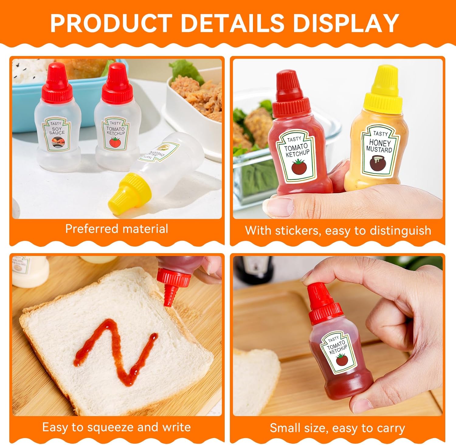 12-Piece Expandable Ketchup Bottle Set for Bento Boxes