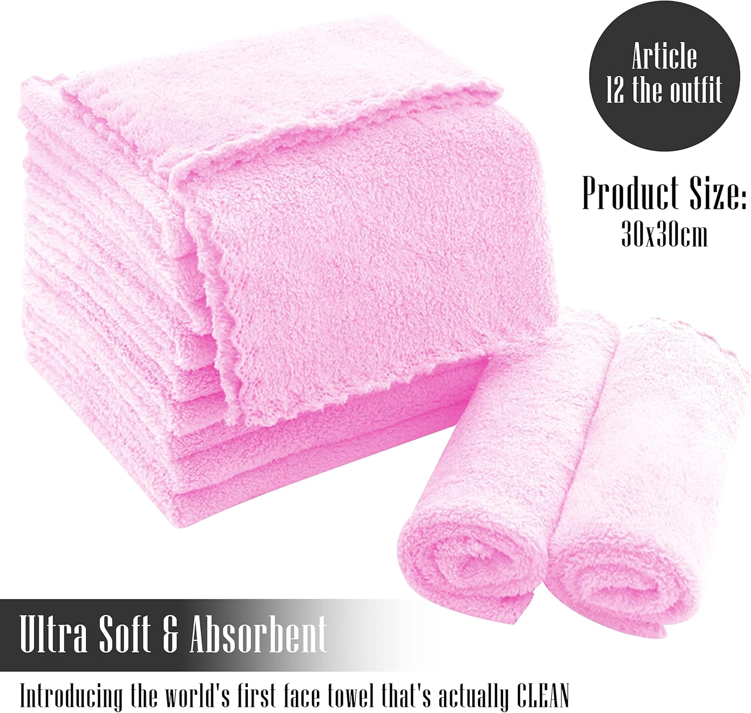 TENSTARS 12 Pack Premium Washcloths Set - Soft Microfiber Coral Velvet