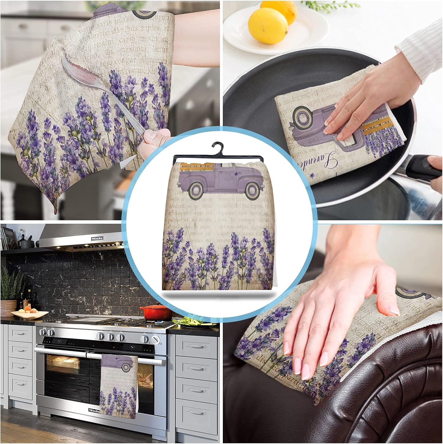 Soothing Farmhouse Microfiber Kitchen Towels 2Pack Quick Drying Soft