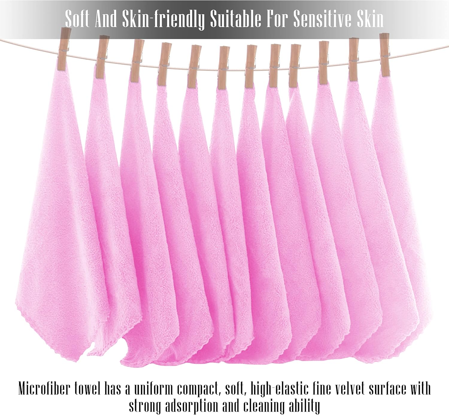 TENSTARS 12 Pack Premium Washcloths Set - Soft Microfiber Coral Velvet