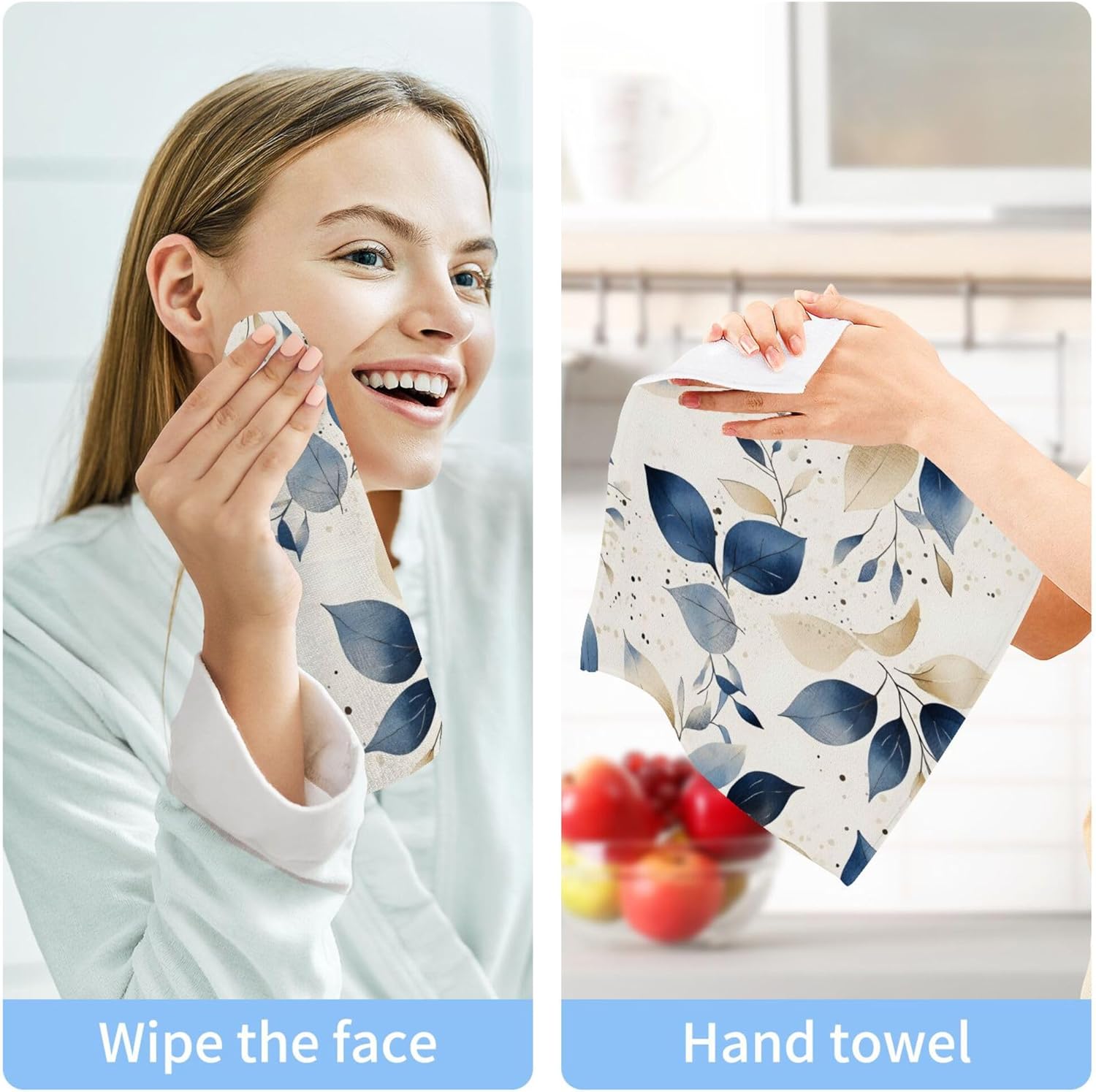 Xigua Watercolor Leaves Washcloth Set