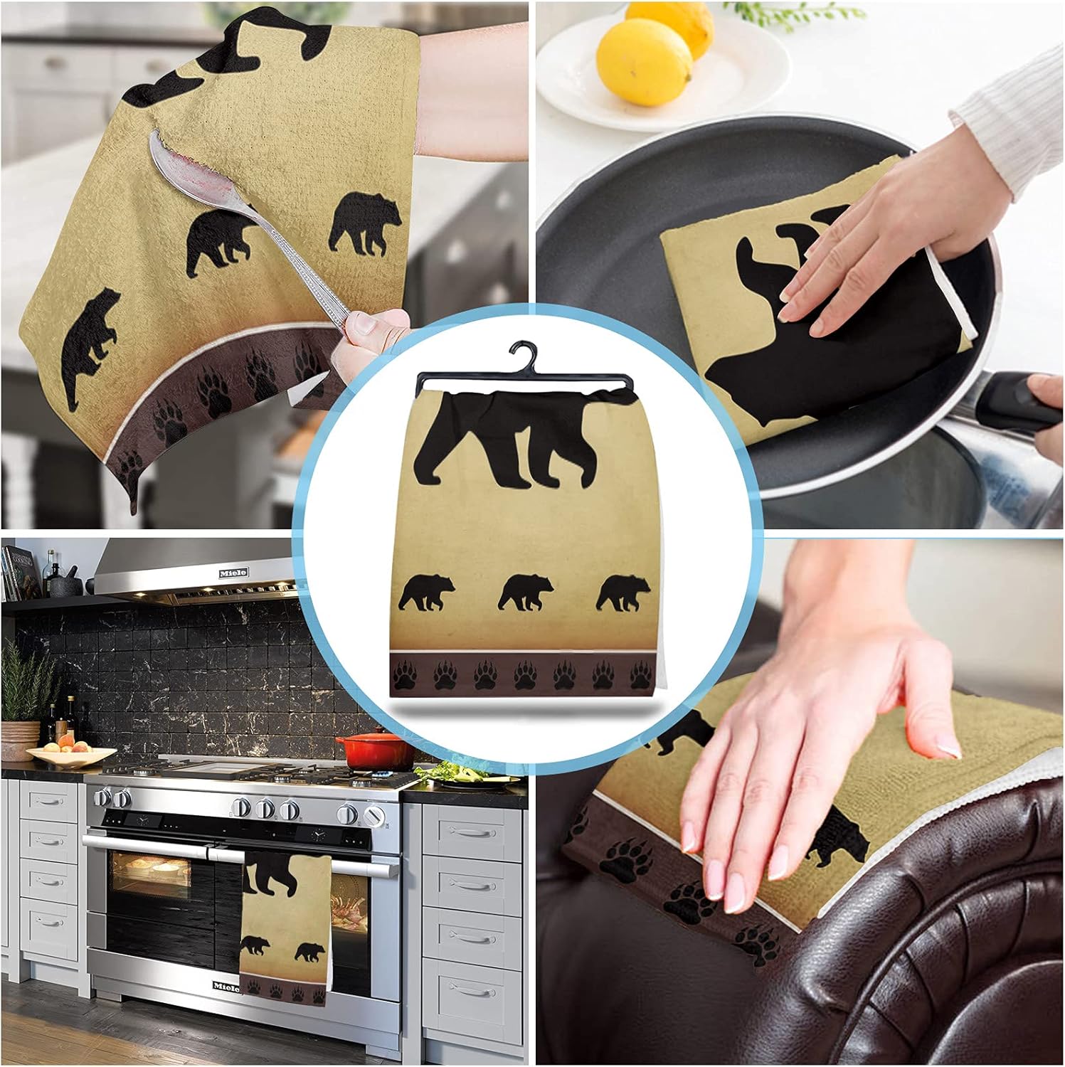 Retro Polar Bear Microfiber Kitchen Towels Set