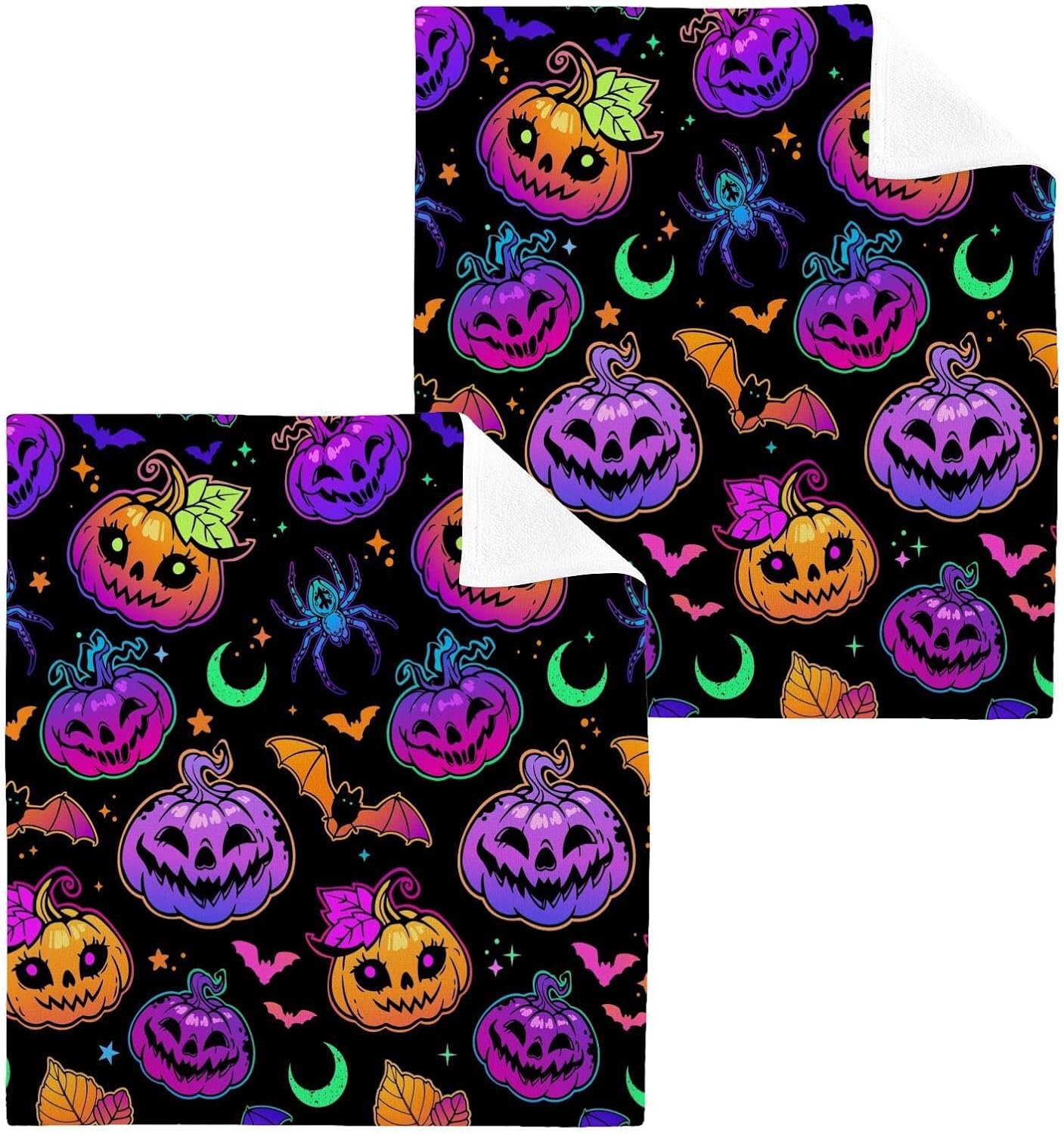 Pumpkin Purple Wash Cloths 2-Piece Set - Soft Absorbent