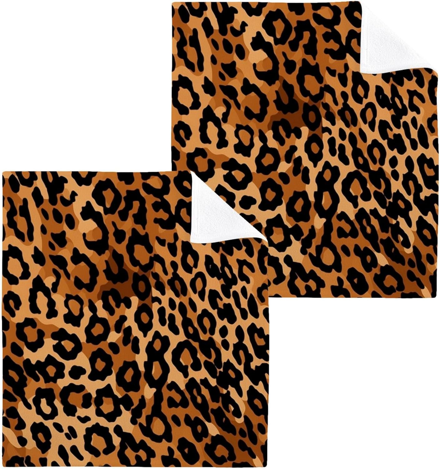 Leopard Print Washcloths Soft Absorbent 12x12