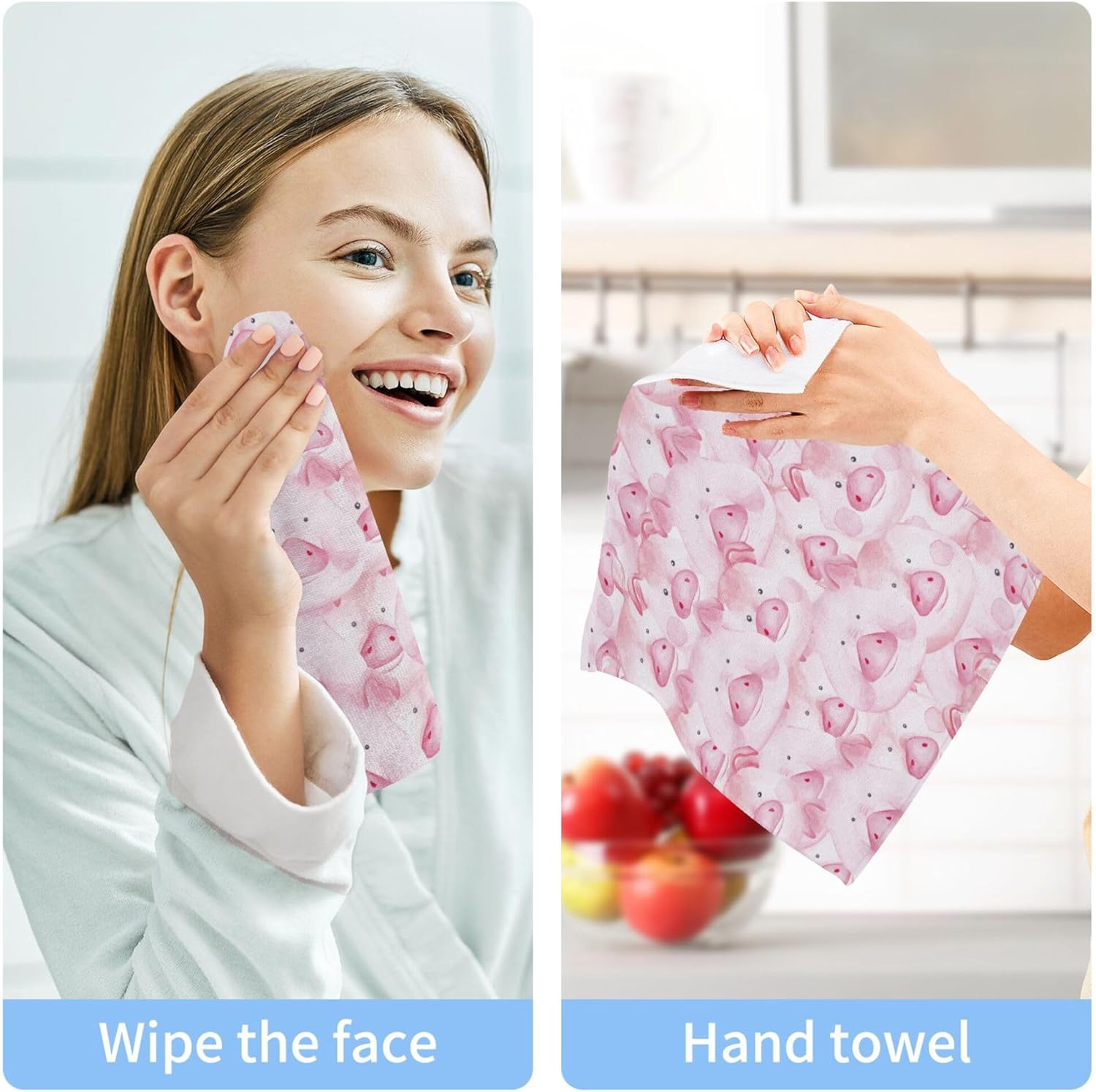 Cute Pigs Xigua Washcloth Set - 2-12 Pcs 12x12in Washable Durable