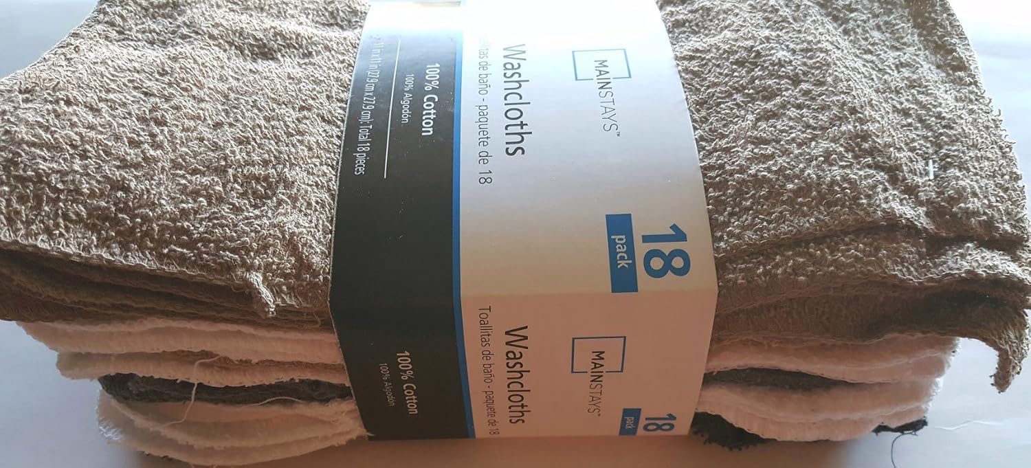 Mainstay 18-Pack Assorted Cotton Terry Washcloths