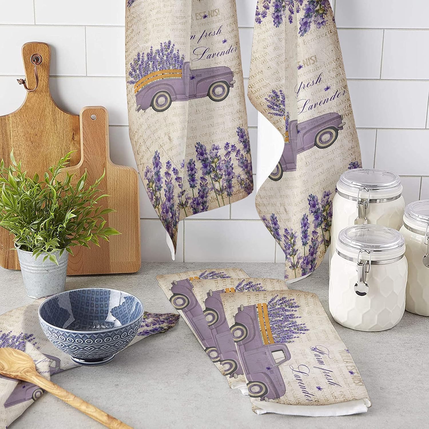 Soothing Farmhouse Microfiber Kitchen Towels 2Pack Quick Drying Soft