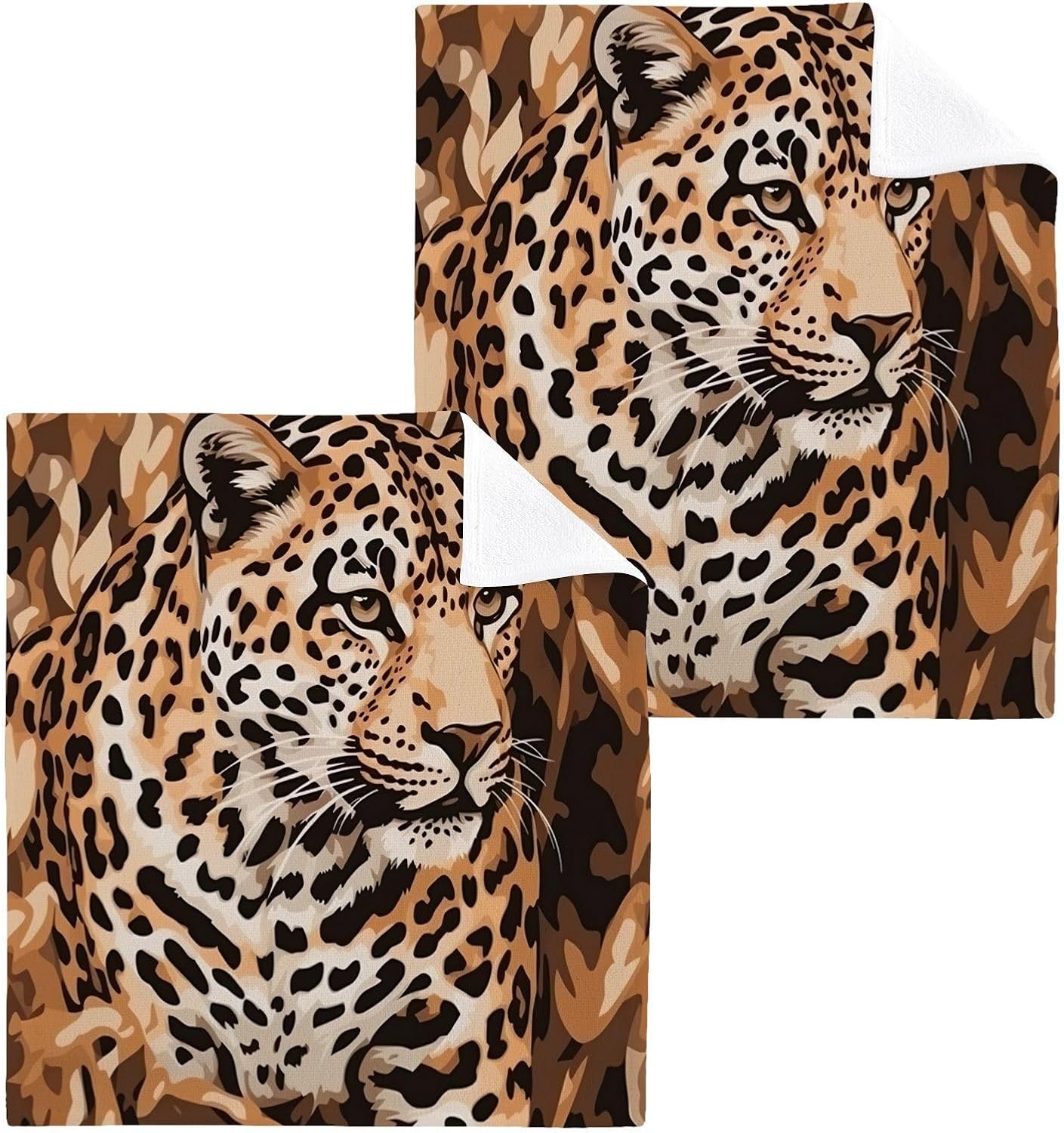 YETTASBIN Leopard Washcloths 4 Pack