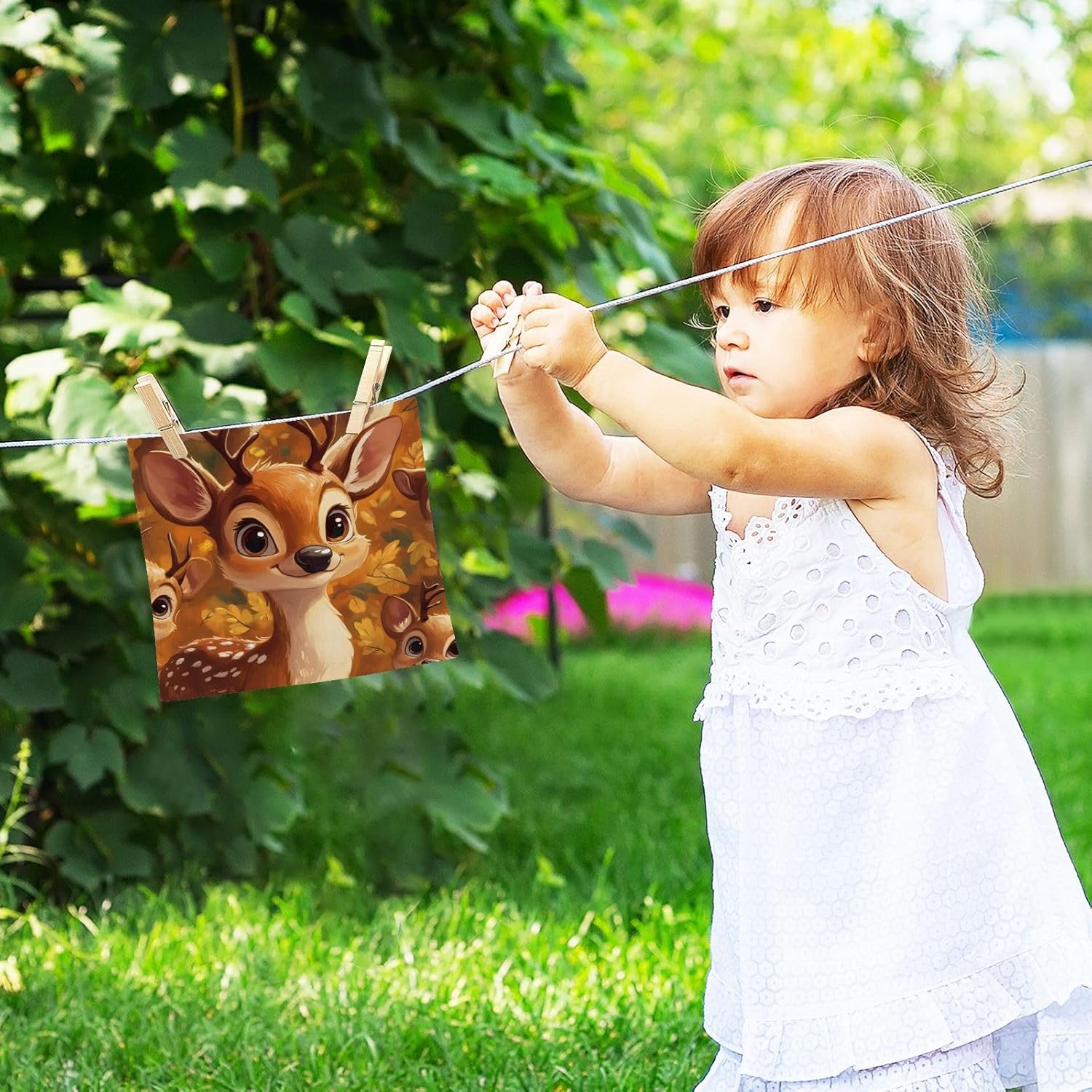 2-Pack Soft 12x12 cotton deer face bath towels