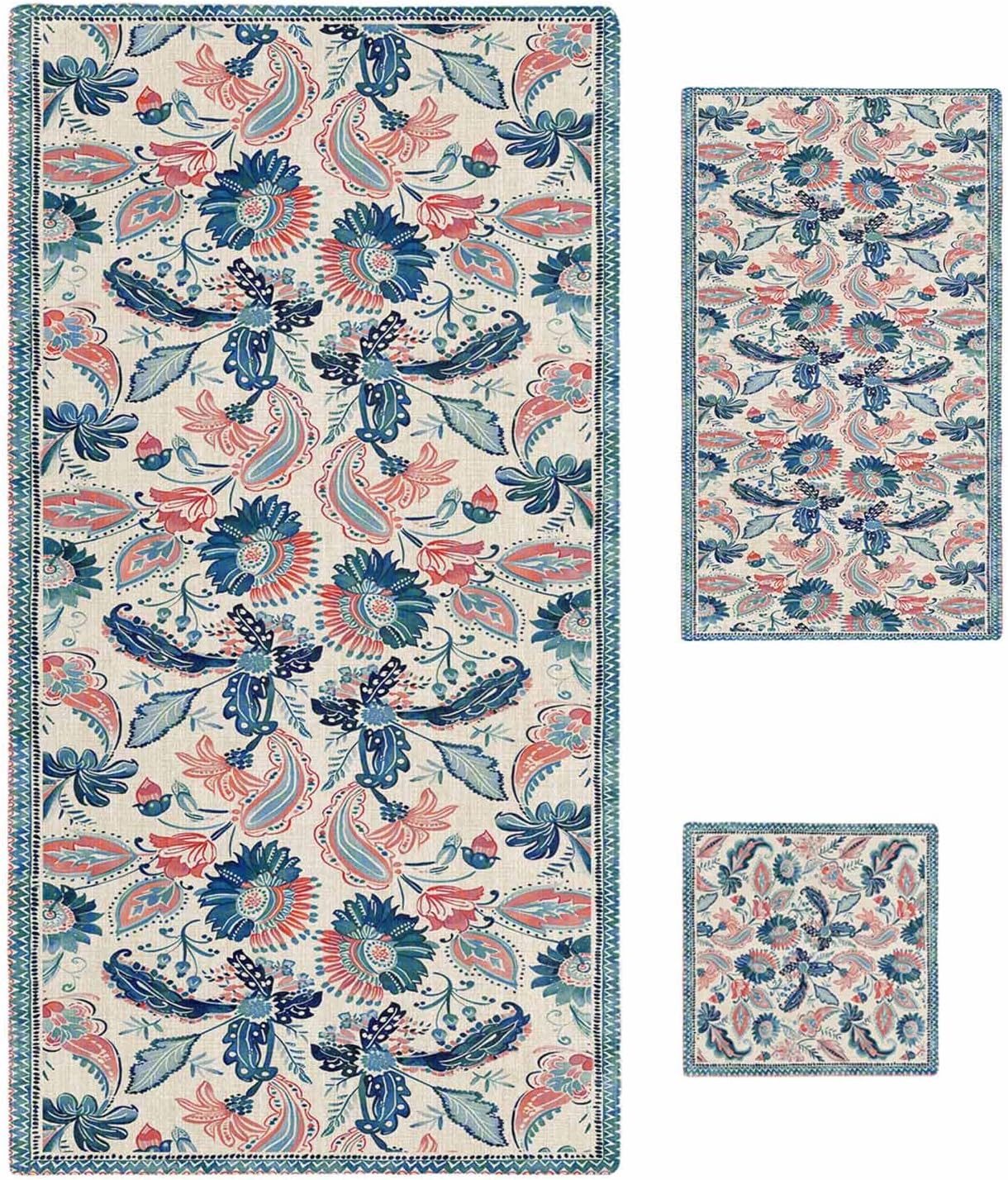 Retro Blue Paisley Bath Towels Set