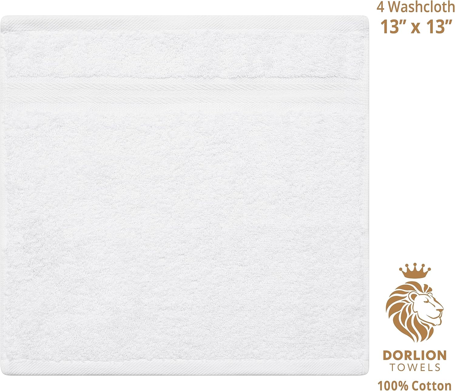 100 Cotton Soft Washcloths Set for Bathroom