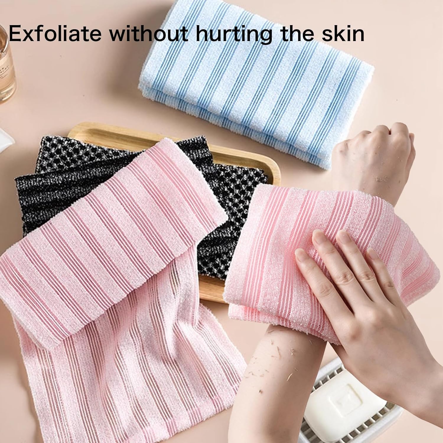4-Piece Exfoliating Body Scrub Towels for Men Women