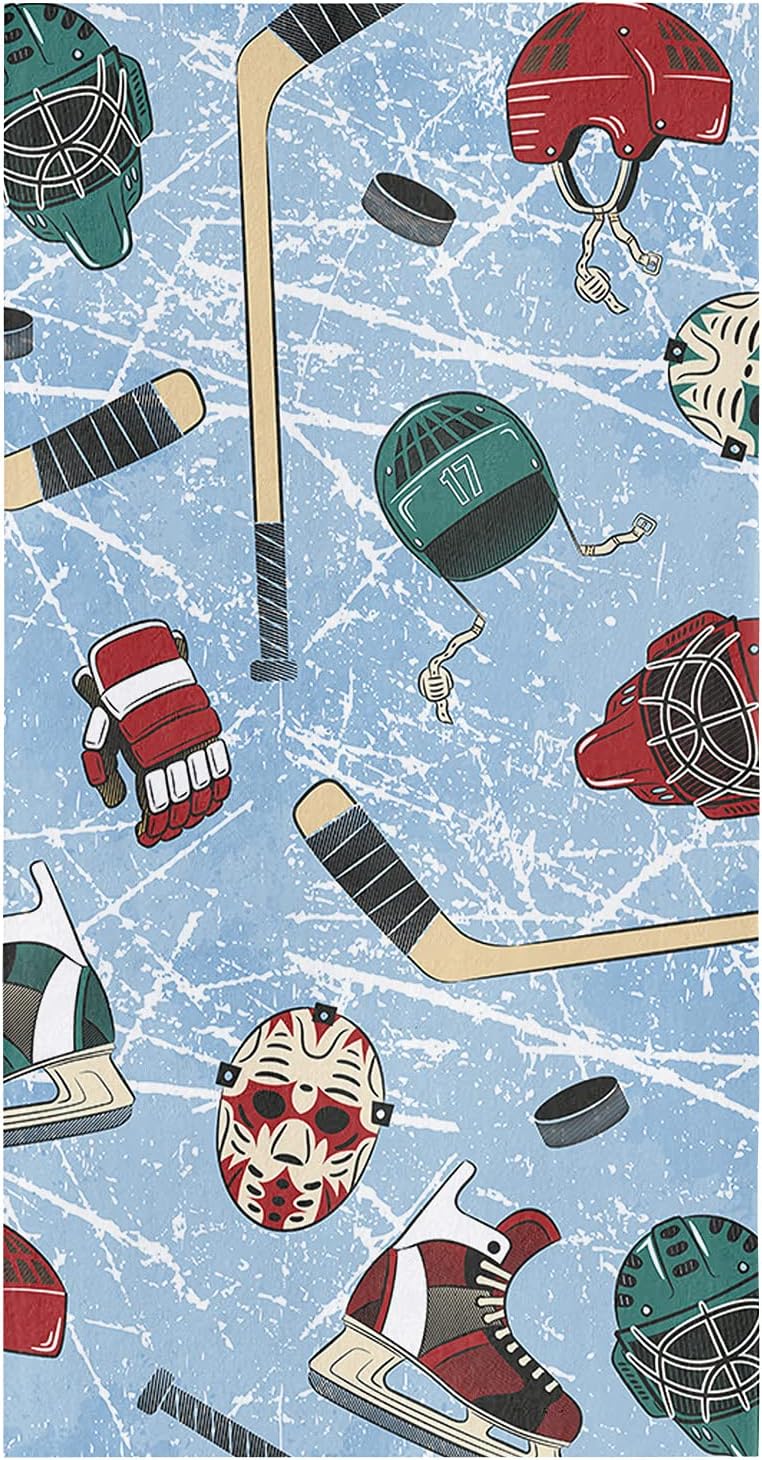 2Pack Microfiber Kitchen Towels with Sport Hockey Pattern