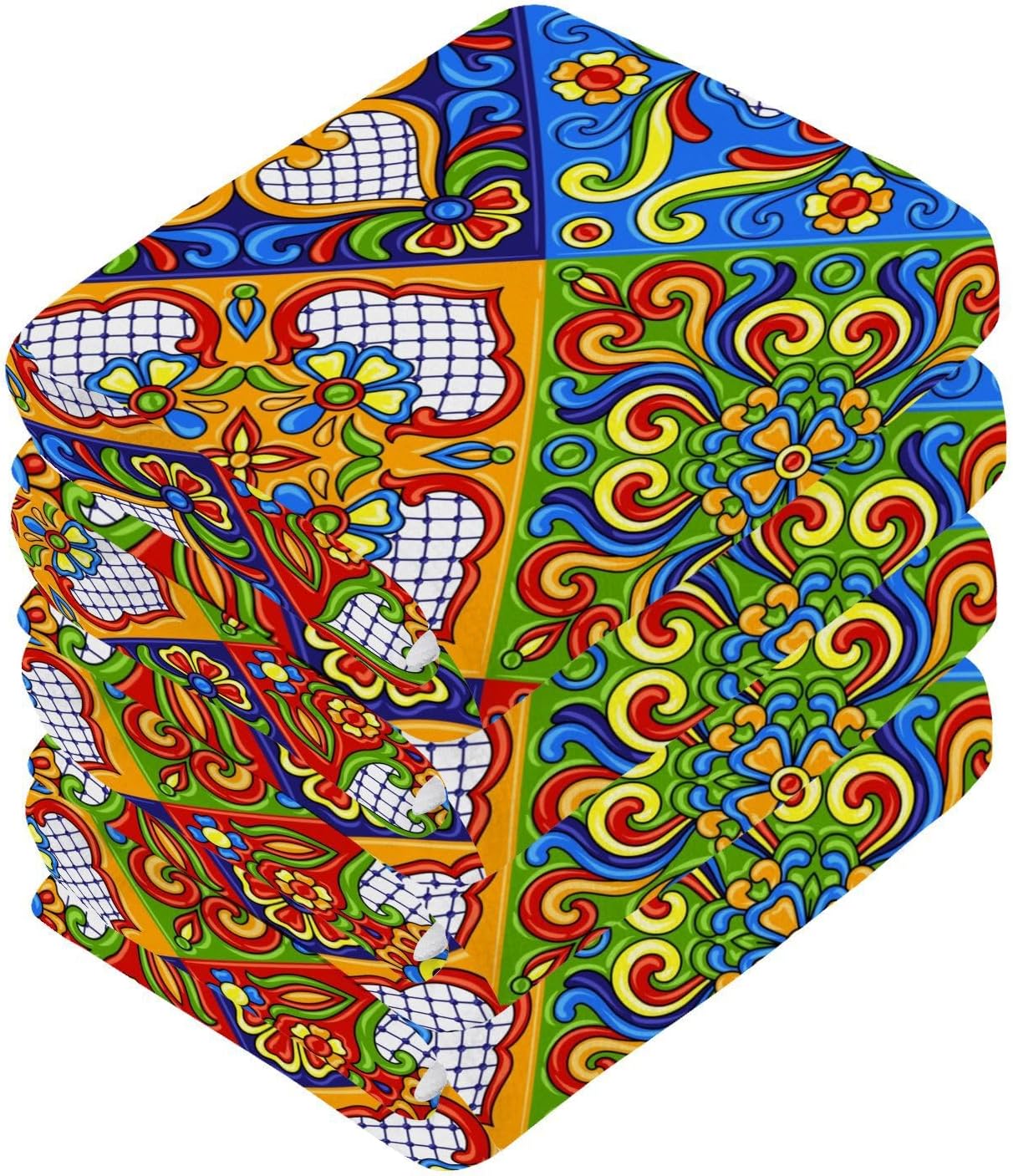 Kigai Mexican Talavera Tile Washcloth Set