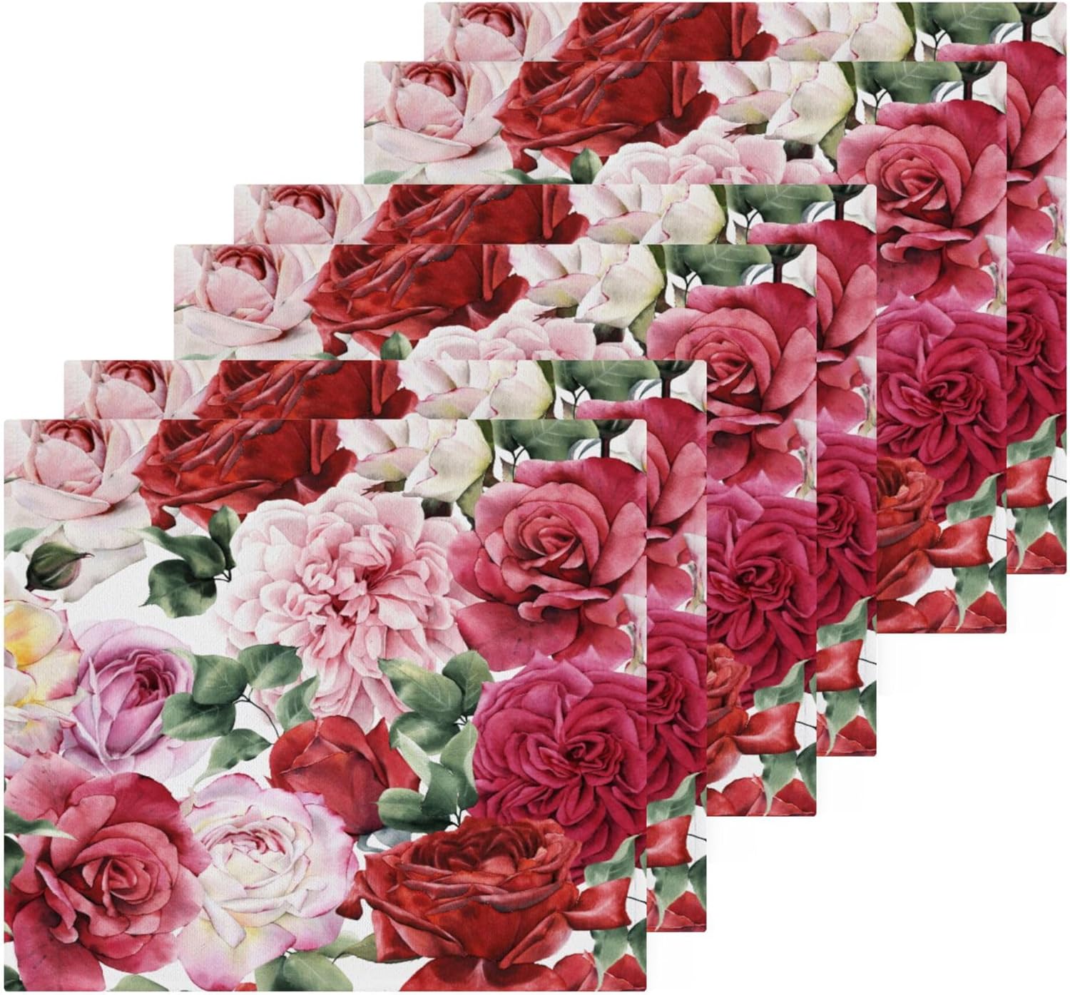 Xigua Roses Floral Pattern Washcloths Set