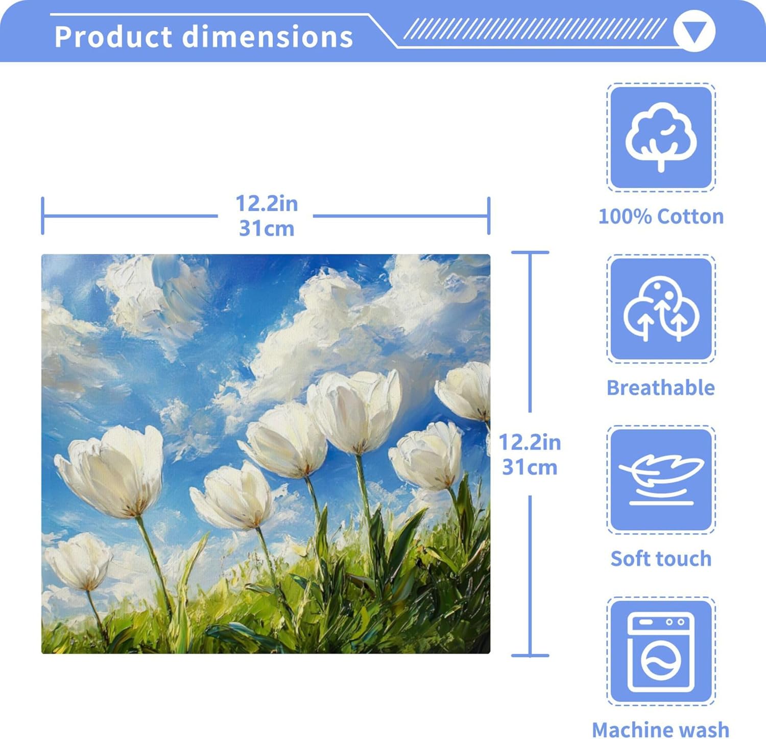 Qilmy White Tulip Face Towels