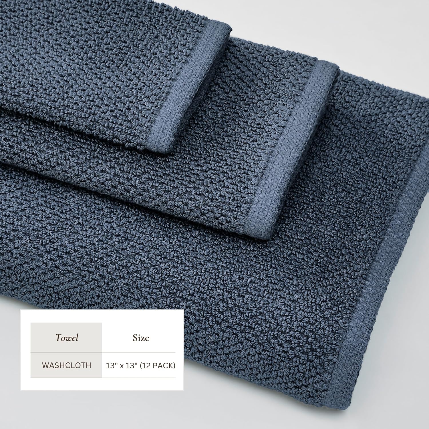 Great Bay Home Navy Washcloth 12-Pack 13x13