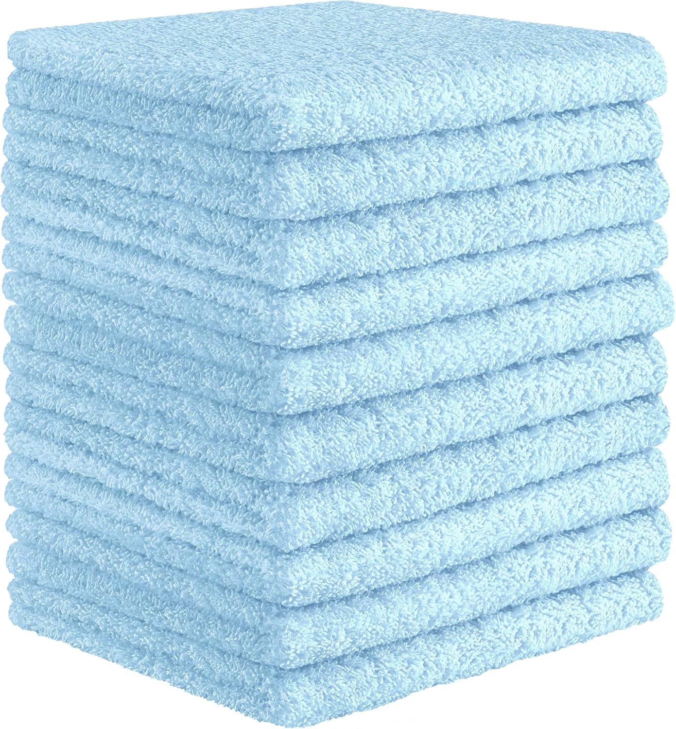 Luxurious 10-Pack Washcloths Soft Absorbent Baby Blue 12x12