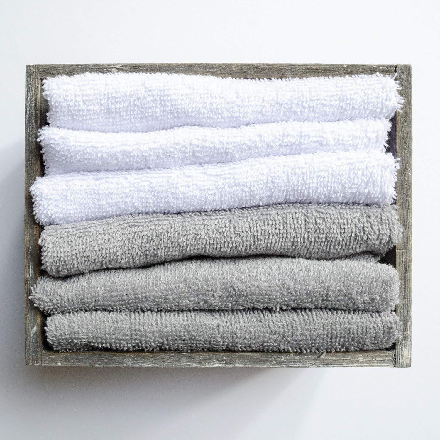 Brielle Home 6 Piece Washcloth Set with Wooden Crate 1