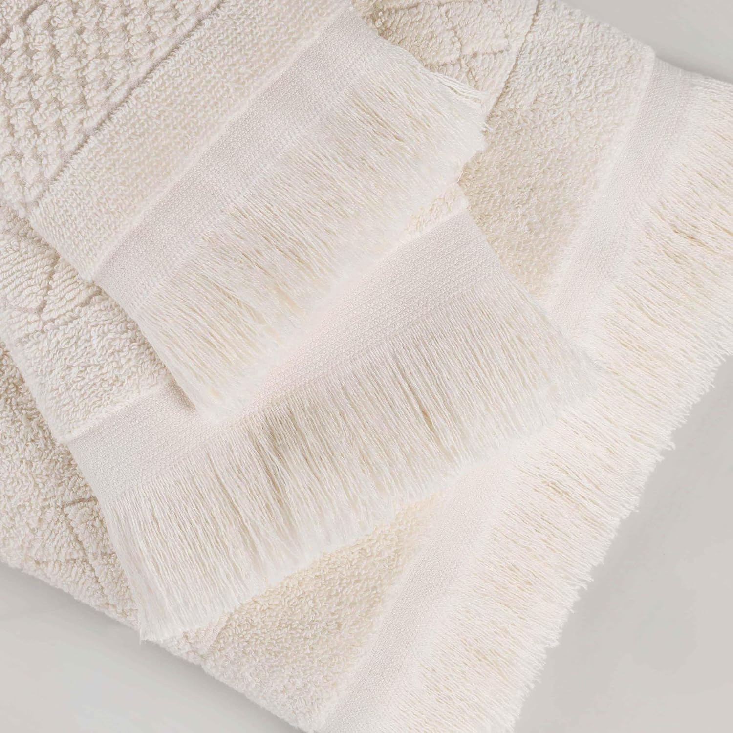 12 Set Cotton Geometric Jacquard Face Towels Eco-Friendly Machine Washable